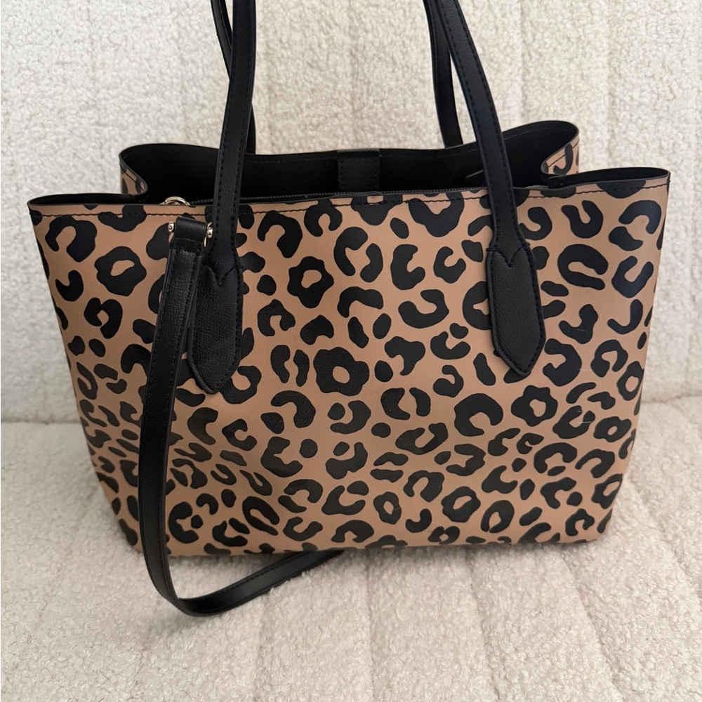 Kate Spade New York Leopard Print Tote Bag Crossbody Satchel Purse - Picture 2 of 5